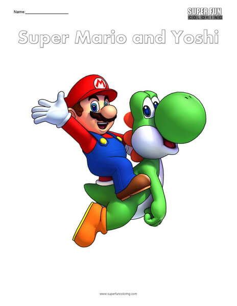 Super Mario and Yoshi- Nintendo Coloring