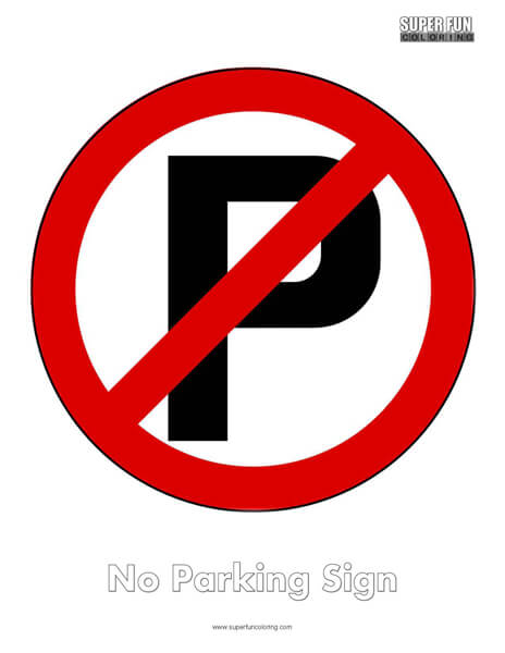No Parking Sign Coloring Page Free