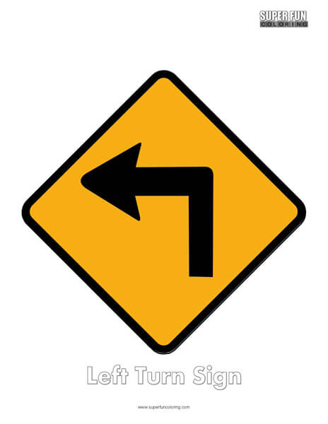 Left Turn Sign Coloring Page Free