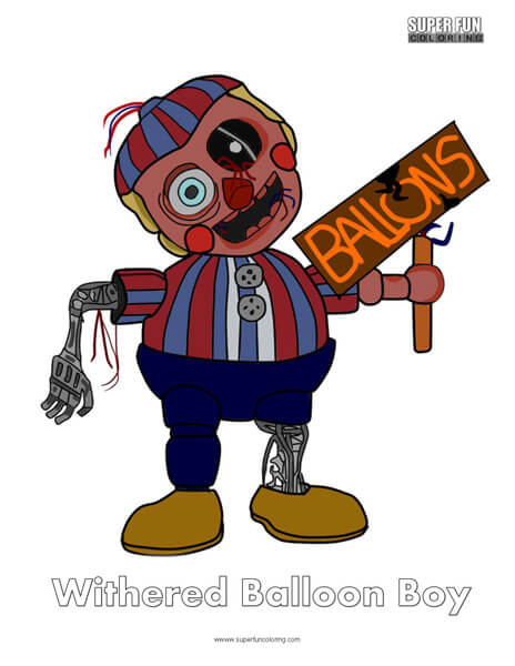 Withered Balloon Boy- FNAF Coloring Sheet Five Nights at Freddy's