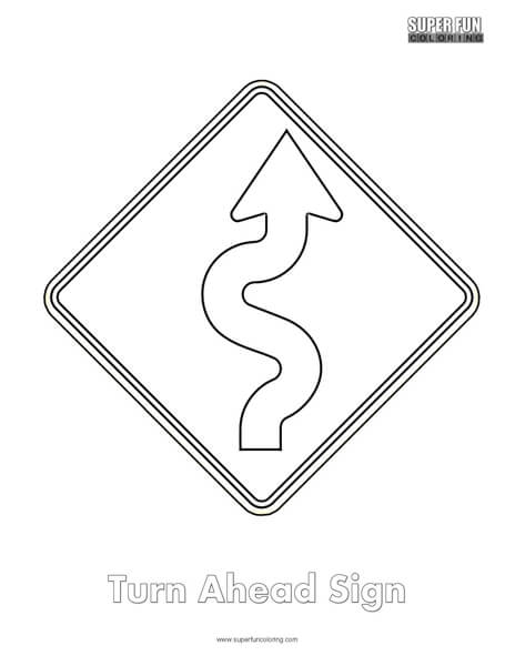 Turn Ahead Sign Coloring Page