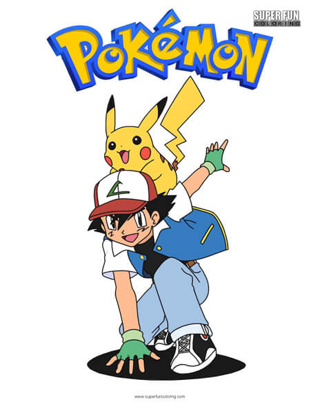 Ash and Pikachu Coloring Page
