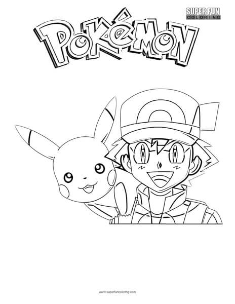 Ash and Pikachu Pokemon Coloring Page