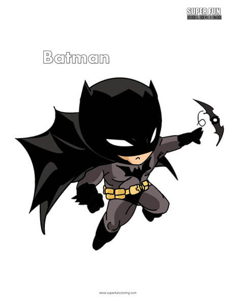 Cute Batman Free Superhero character Coloring Page