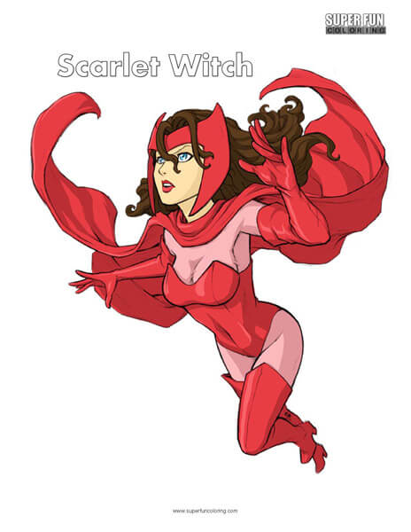 Scarlet Witch Free Superhero Coloring Page