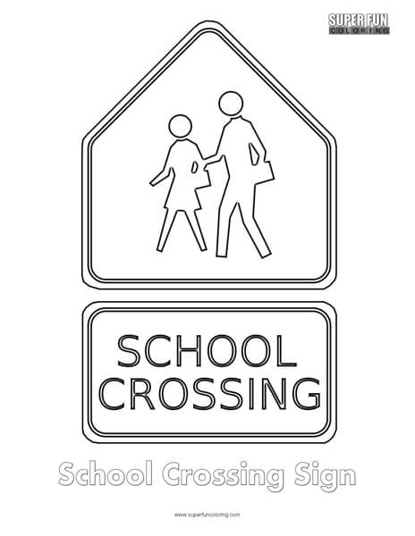 School Crossing Sign Coloring Page