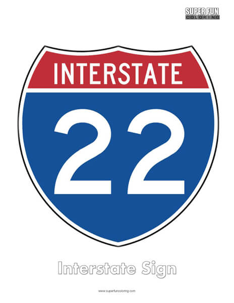 Interstate Sign Coloring Page Free
