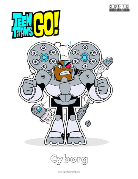 Teen Titans Go Coloring Page Cyborg
