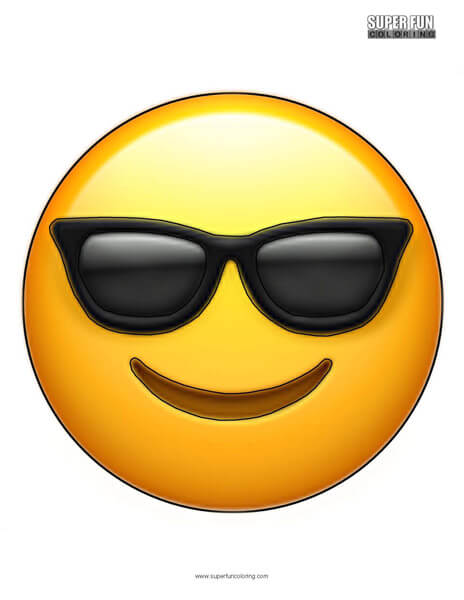 Sunglasses Emoji Coloring Sheet Top Free