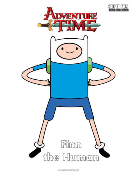 Finn the Human Adventure Time Coloring Page
