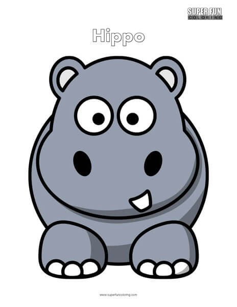 Cartoon Hippo Coloring Page