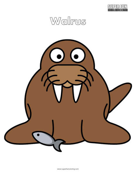 Cartoon Walrus Coloring Page Free