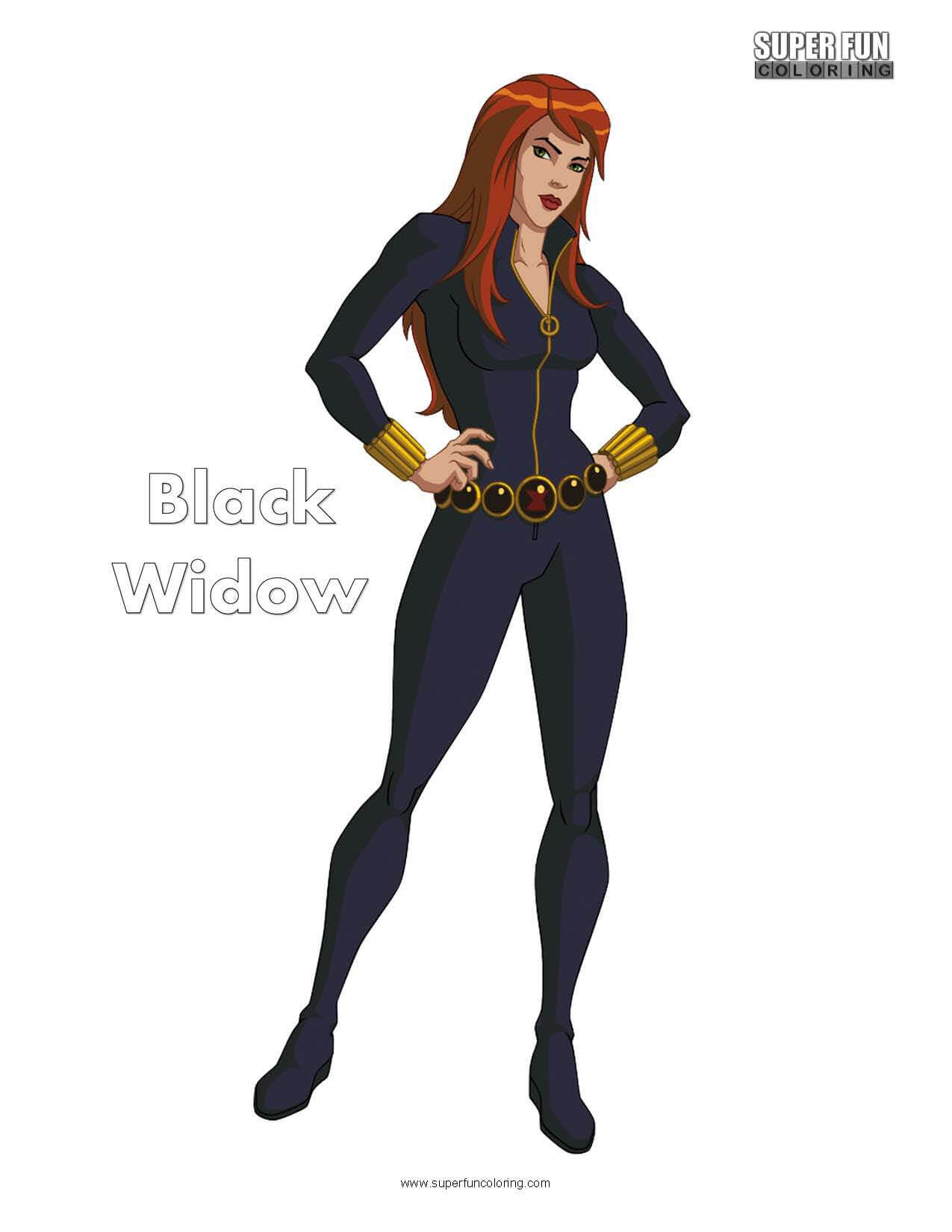 Black Widow Free Superhero Coloring Page