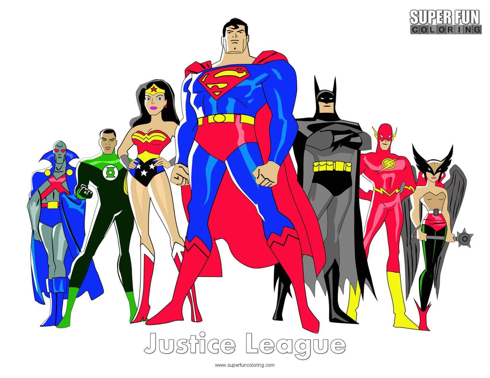 Justice League Free Superhero Coloring Page