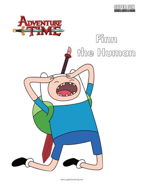 Finn the Human Adventure Time Coloring Page