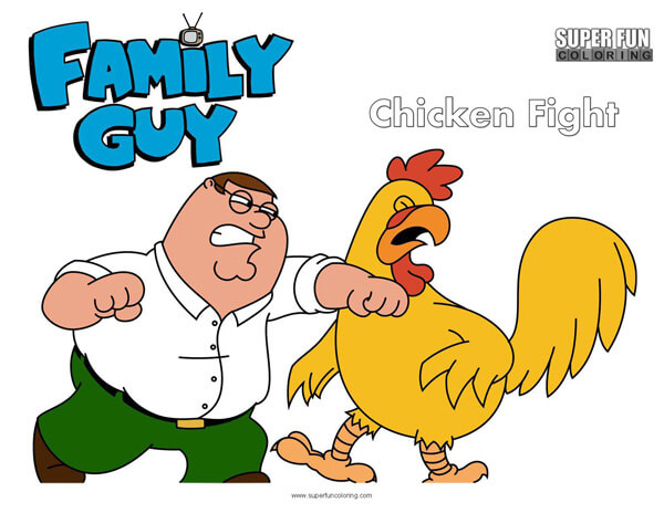 Chicken Fight- Family Guy Coloring Page