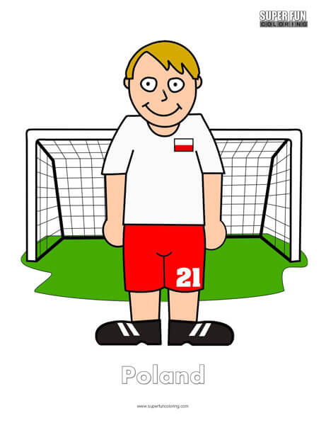 Poland Cartoon Football Coloring Page