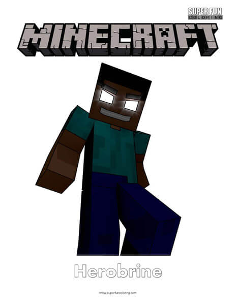 minecraft herobrine pictures to color