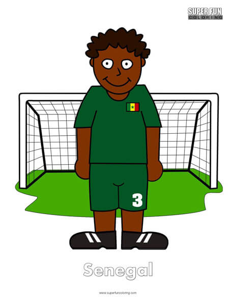 Senegal Cartoon Football Coloring Page