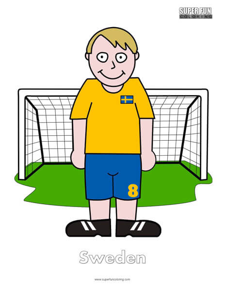 Sweden Cartoon Football Coloring Page