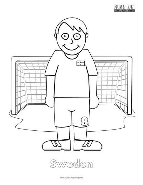 Sweden Cartoon Football Coloring page 