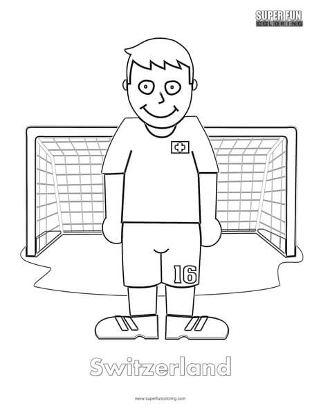 Switzerland Cartoon Football Coloring page 