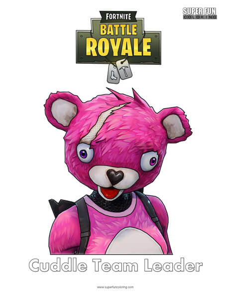 cuddle team leader coloring page - fortnite a4 colouring pages