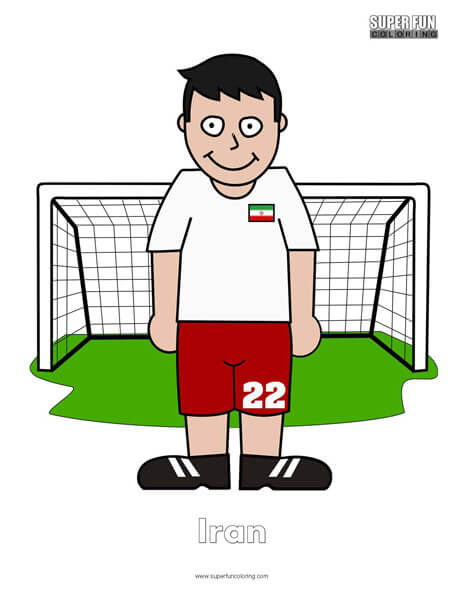 Iran Cartoon Football Coloring Page
