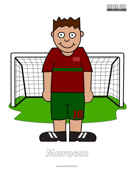 Morocco Cartoon Football Coloring Page