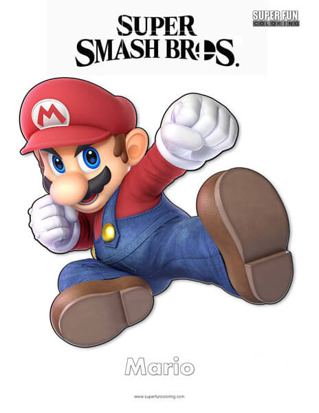 Super Mario- Super Smash Bros. Ultimate Nintendo Coloring Page