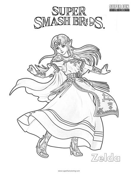 Princess Zelda- Super Smash Brothers Coloring Page