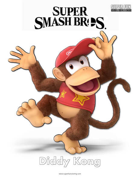 Diddy Kong- Super Smash Brothers Ultimate Coloring Page