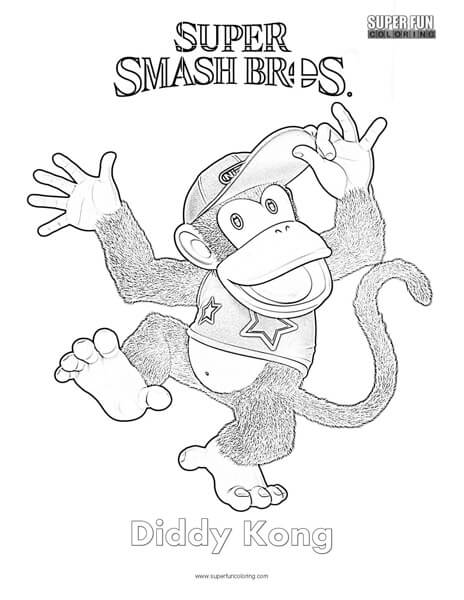 Diddy Kong- Super Smash Brothers Coloring Page