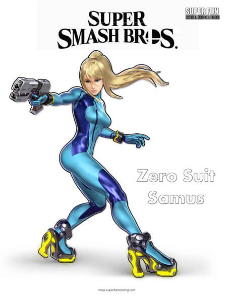Zero Suit Samus- Super Smash Bros. Ultimate Nintendo Coloring Page