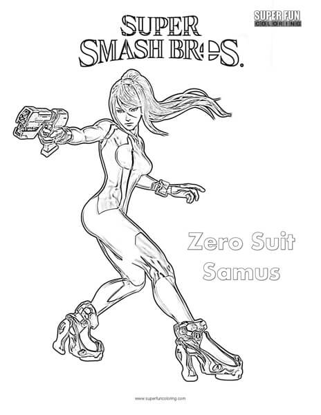 Zero Suit Samus- Super Smash Brothers Coloring Page