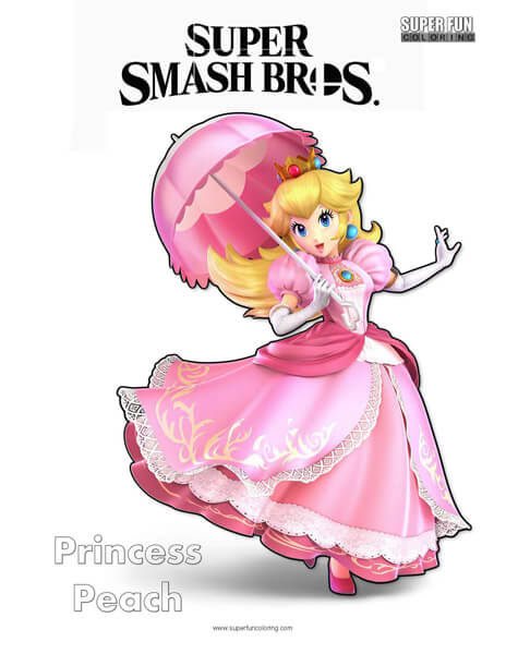 Princess Peach- Super Smash Bros. Ultimate Nintendo Coloring Page