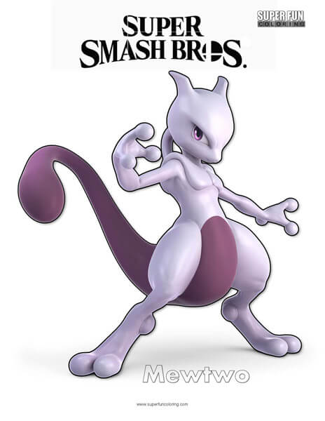 Mewtwo- Super Smash Brothers Ultimate Coloring Page
