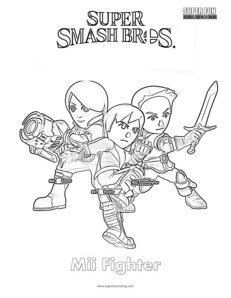 Mii Fighter- Super Smash Brothers Coloring Page