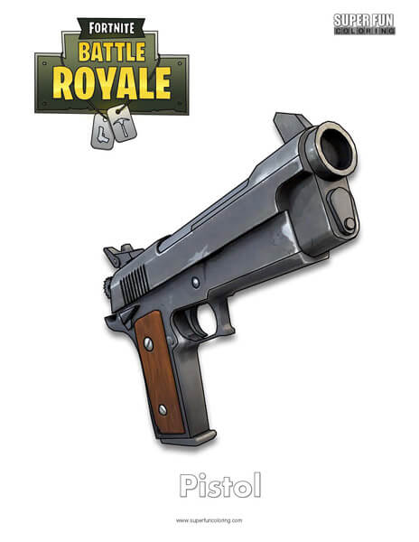 Pistol Fortnite Coloring Page