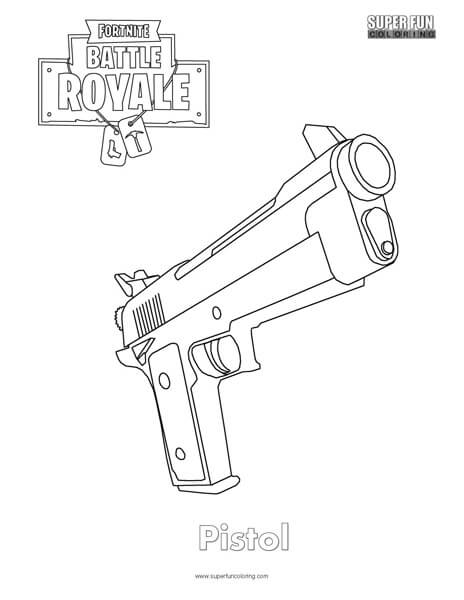 Pistol Fortnite Coloring Page