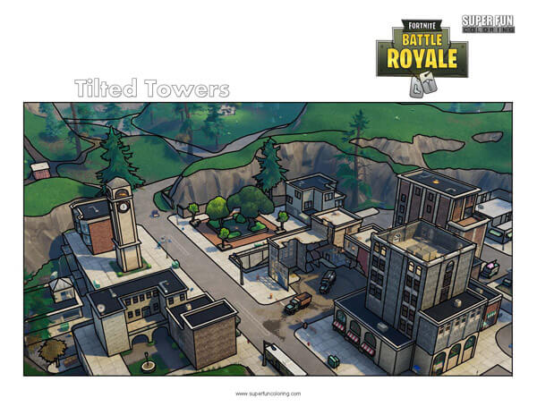 Fortnite Tilted Towers Coloring Page