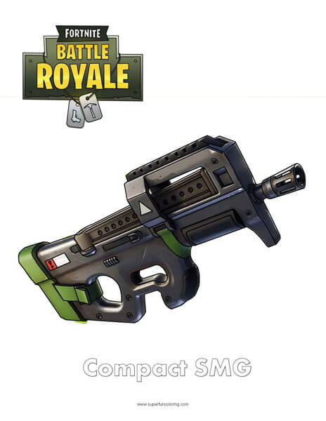 Fortnite Compact SMG Coloring Page