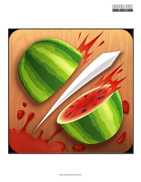 Fruit Ninja phone app Coloring Page
