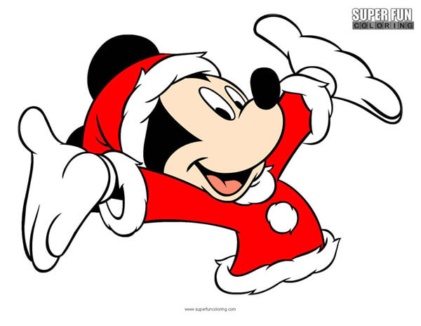 Santa Mickey Mouse Disney Coloring Page