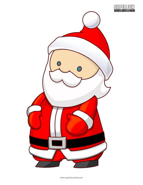 Cartoon Santa Christmas Coloring Page