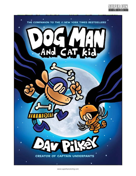 Dog Man and Cat Kid book cover Coloring Page