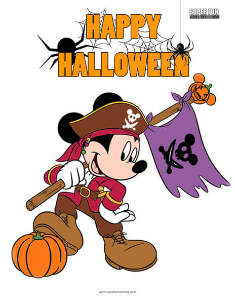 Halloween Mickey Mouse Coloring Page Free