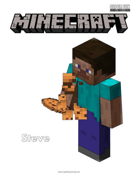 Steve Eating Cookie Minecraft Coloring