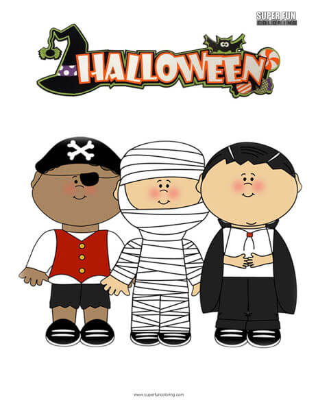 Halloween Costumes Coloring Page Free