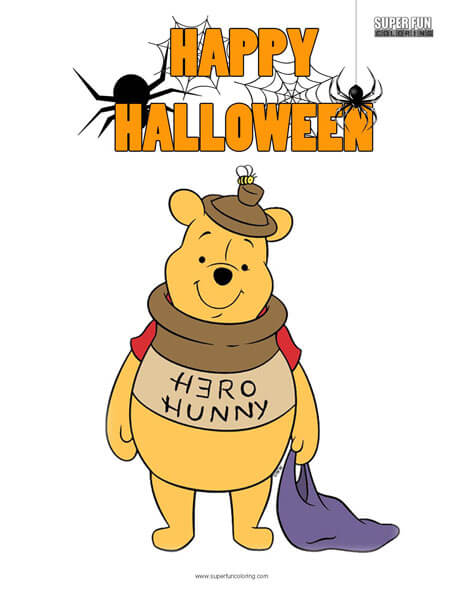Halloween Winnie the Pooh Coloring Page Free